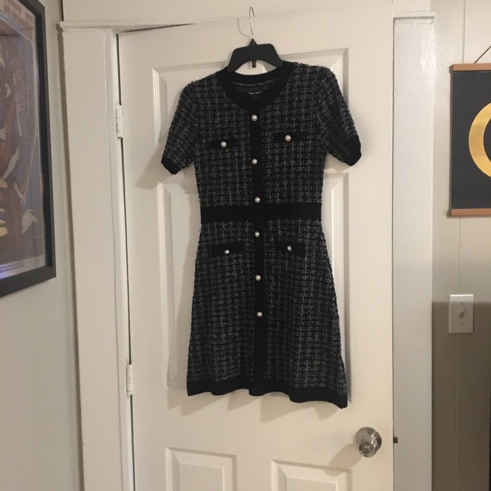 Black and White Tweed Dress